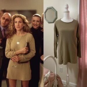 Express tricot Beige Ribbed Knit Sweater